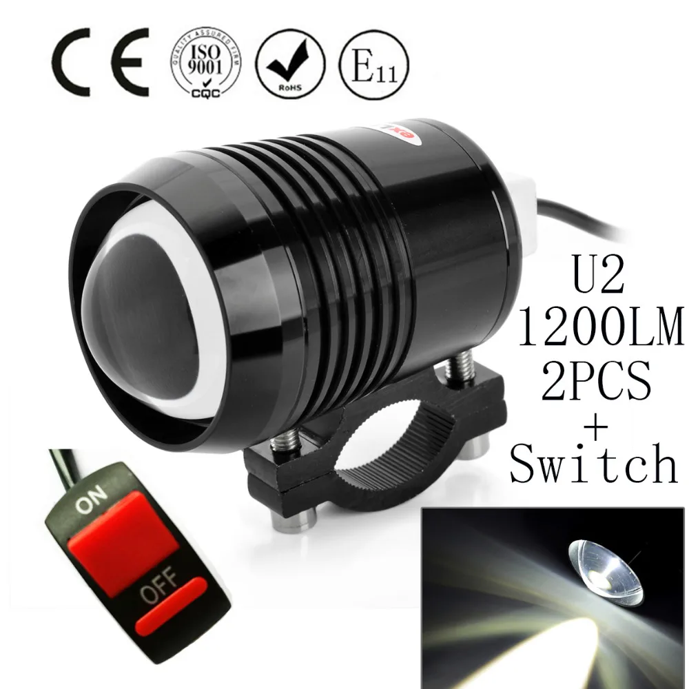 

2PCS 30W Motorcycle Headlight 1200LMW High Low Beam Flash U2 LED Motorbike spotlight Driving car Fog Spot moto Head Light Lamp