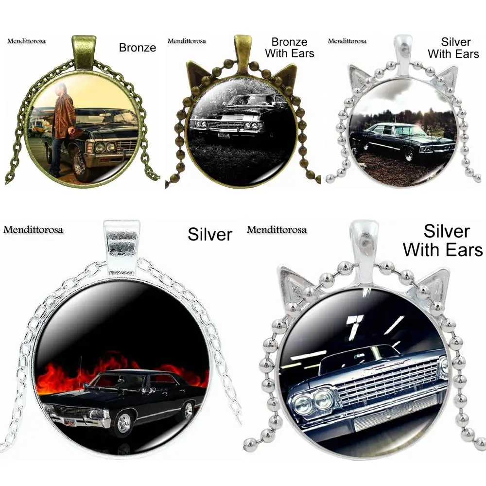 Сверхъестественное бижутерия со стеклянными кабошонами с серебряным покрытием