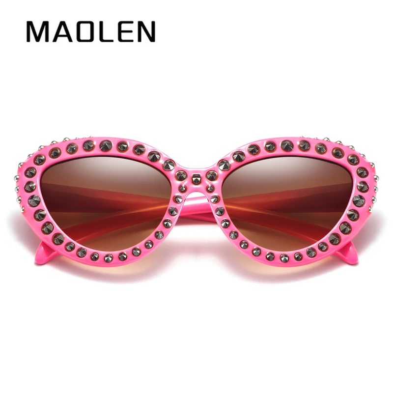 MAOLEN 2018 Foreign trade hot sale explosions Outdoor general large frame fashion retro butterfly-shaped diamond sunglasses | Аксессуары