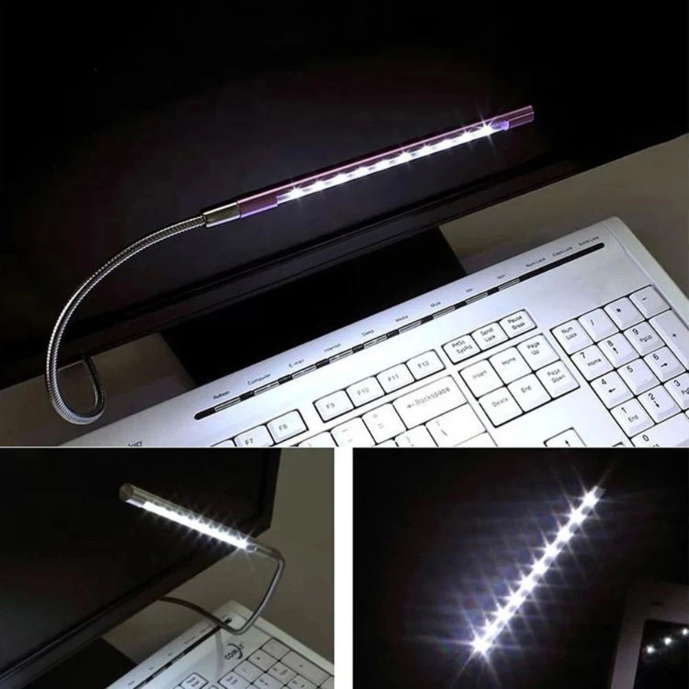 Мини светодио дный USB светодиодный ночник светодио дный 10 LED s гибкий 4 цвета для тетрадь портативных ПК компьютер запасные аккумуляторы для телефонов Lampara Para Leer Libro