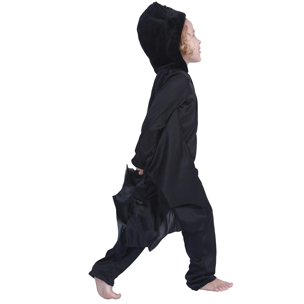 Eraspooky Black Bat Cosplay Children Halloween Costume For Kids Purim Carnival Party Animal Hoodie Jumpsuit Boys Fancy Dress |