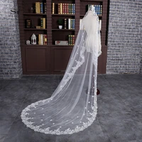 sodigne long lace with flowers wedding veil white bridal veils wedding accessories in stock high quality