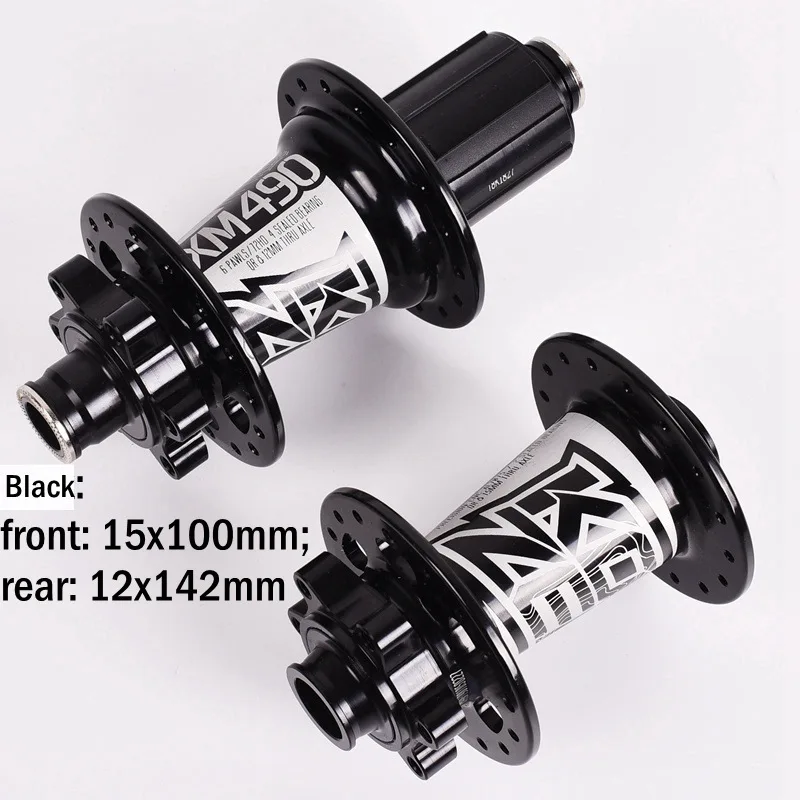 Koozer XM490 ступицы 4 подшипника MTB горный велосипед втулка QR 100*15 12*142 мм через 32 отверстия дисковый тормоз ступицы велосипеда 28 32 36 отверстий - Цвет: Black15x100 12x142mm