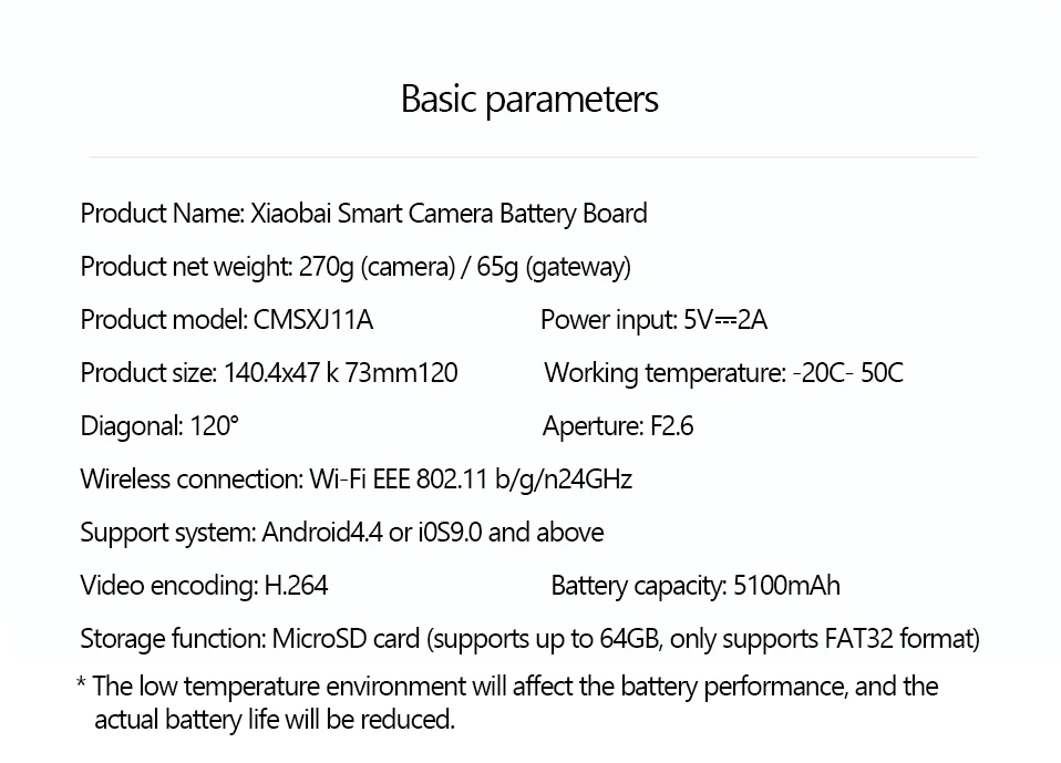 Xiaobai Smart Wireless Camera 1080P With Battery Gateway 120 Degree IP65 Waterproof AI Humanoid Detection Work With Mijia APP