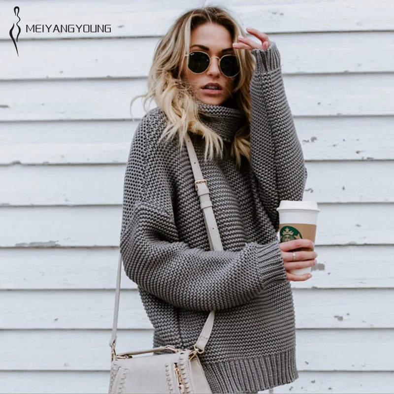 2018 women winter knitted sweater casual office lady turtleneck pullover female red khaki black long sleeve fashion clothes | Женская