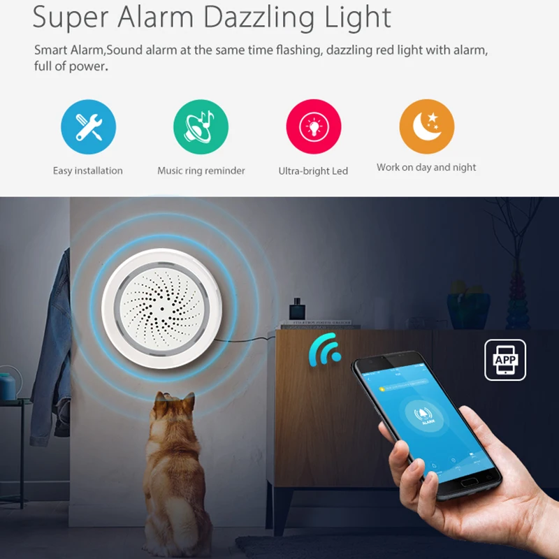 Lonsonho беспроводная Wifi Сирена Смарт Sirena Alarma с датчиком температуры и влажности 3 в 1 Tuya Smart Life APP