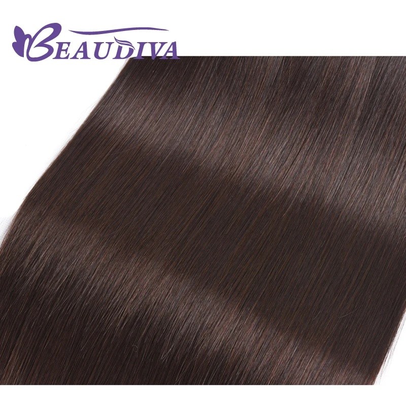 BEAUDIVA предварительно окрашенные человеческие волосы с закрытием 4*4 три пряди с закрытием 2#4# темно-коричневые бразильские прямые человеческие волосы