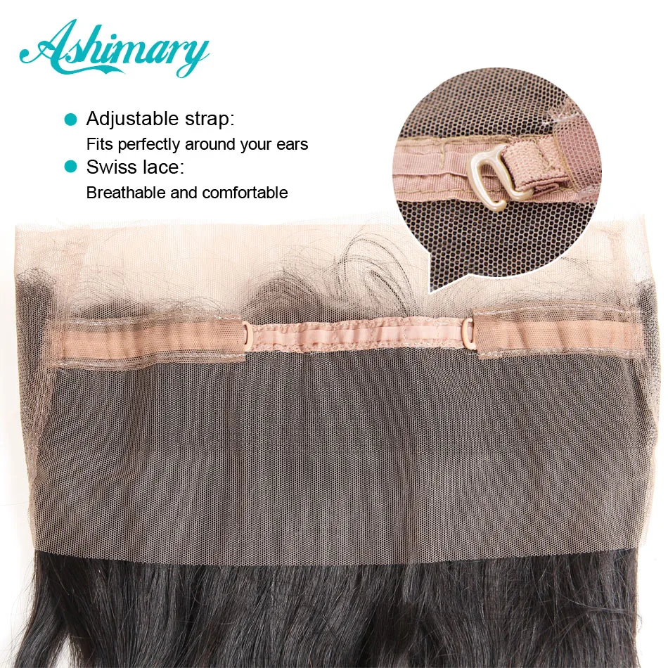 

Ashimary 360 Lace Frontal with Bundle Brazilian Straight Hair Bundles 360 Lace Frontal Closure with Bundles Remy Hair Weave