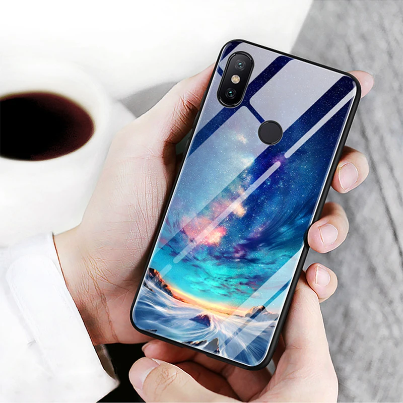 CHYI pattern case For Xiaomi Mi A2 glass Mi6x back cover Explosion-proof shockproof for mi 6x hybrid | Мобильные телефоны и