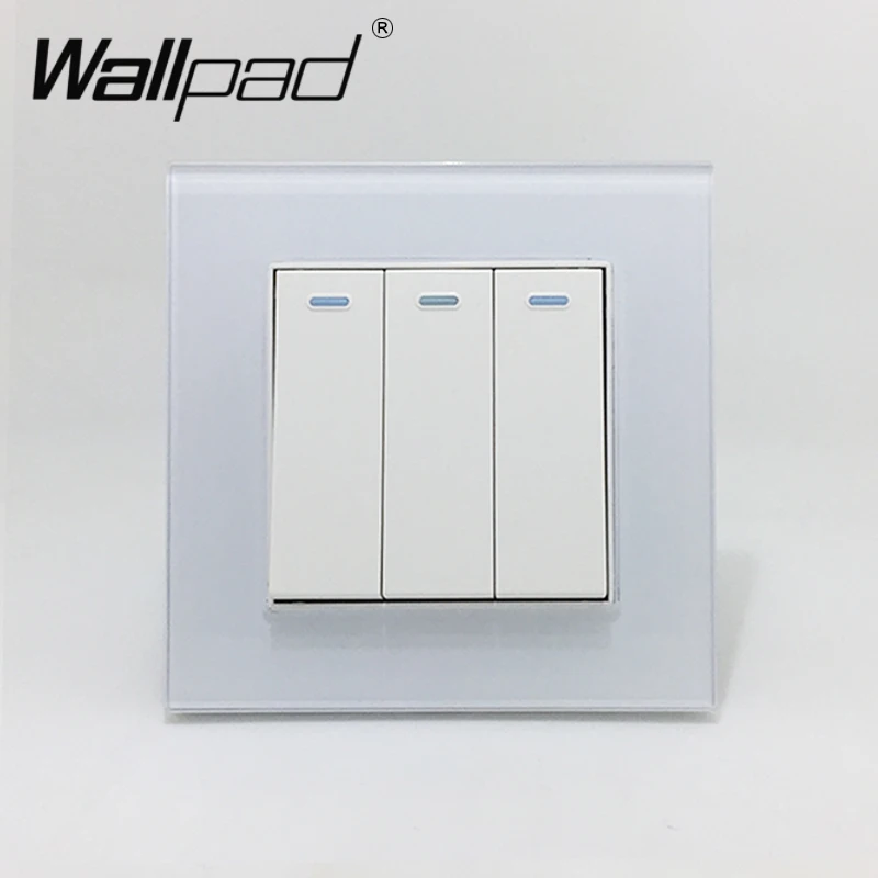 3 ряда 2 способа Флуоресцентный светильник Wallpad с украшением в виде кристаллов Стекло 110 V-250 V стандарта ЕС, США, Великобритании Стандартный 3 ряда 2 способа на включения/выключения Электрический кнопочный переключатель