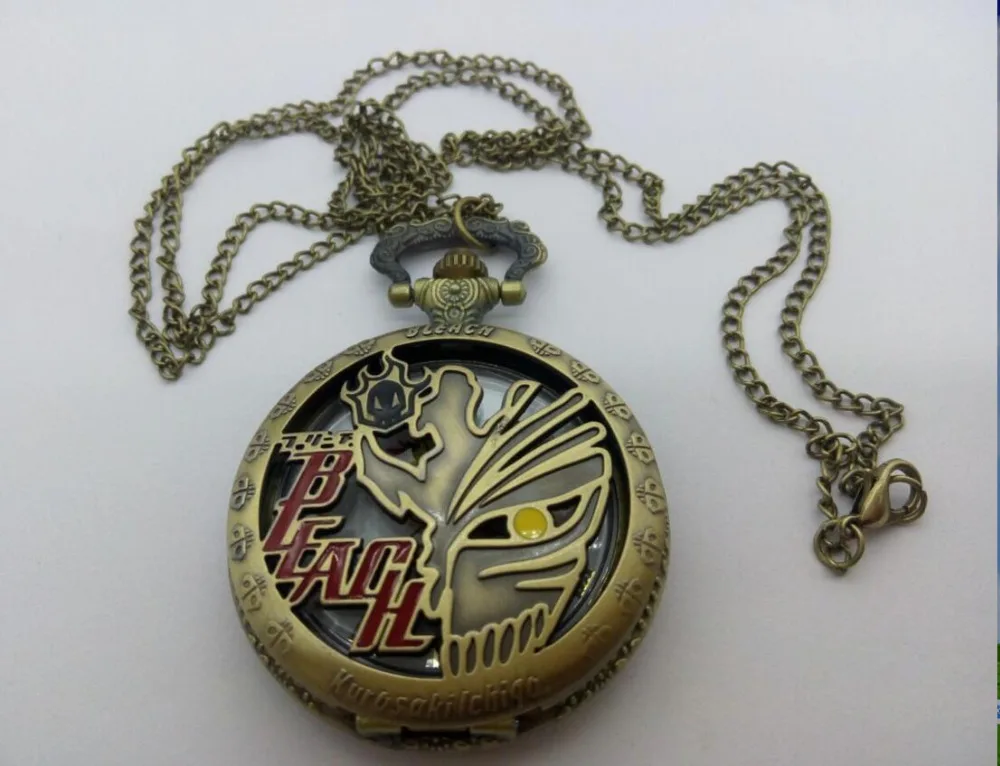 

Винтажная бронзовая антиквариат с отбеливателем, модный кварцевый открытый кулон, женское и мужское ожерелье, карманные часы