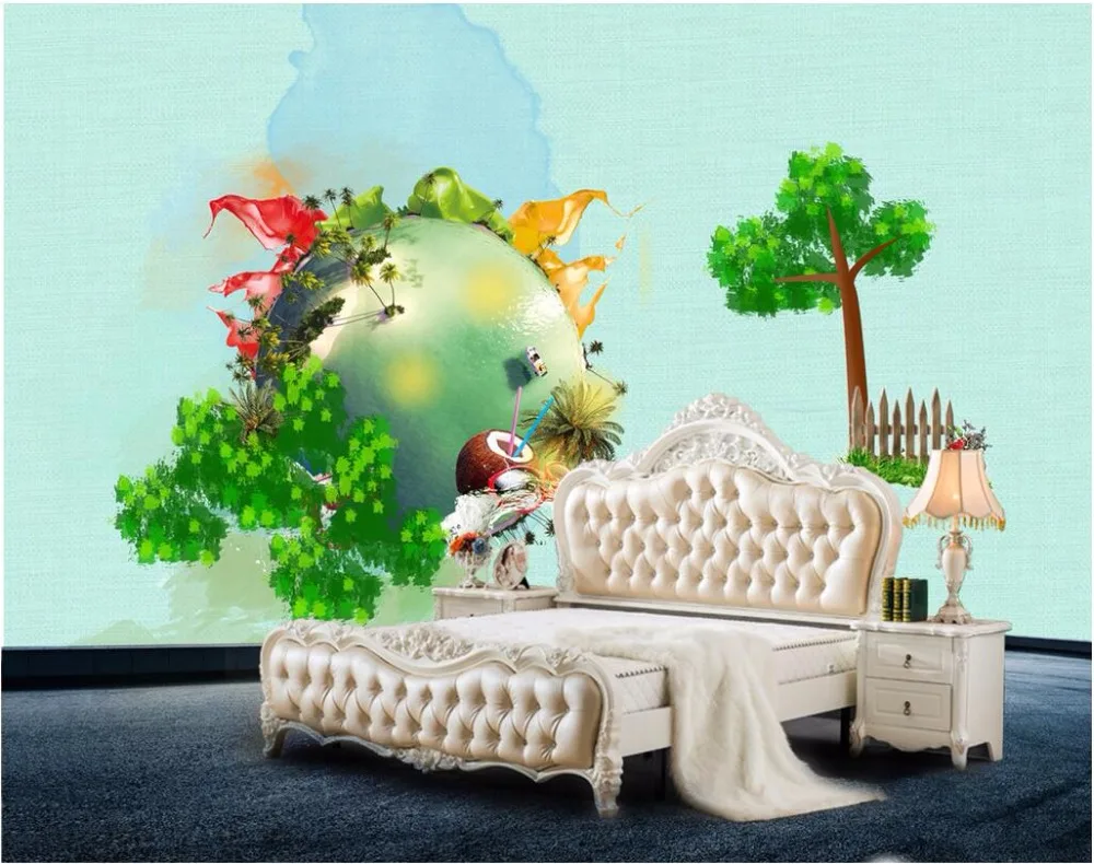 Фотообои 3d для комнаты на заказ свежие и зеленые деревья большой фон детской