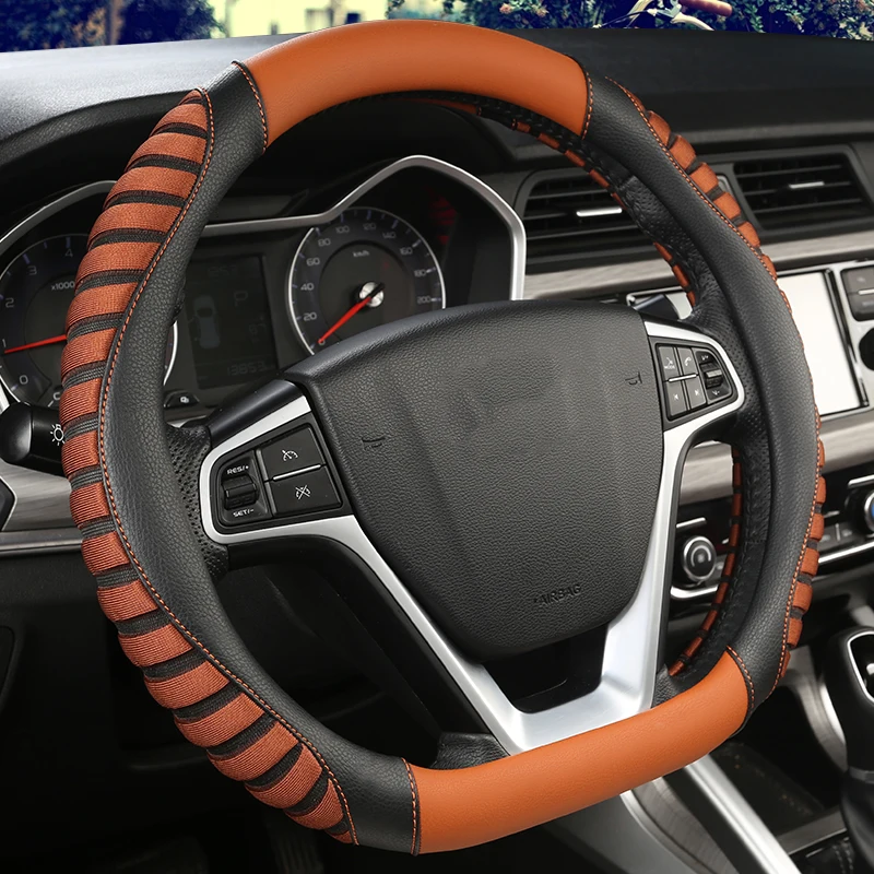D-образная крышка рулевого колеса автомобиля Нескользящая искусственная кожа+ шелк льда для POLO GOLF 7 Scirocco Suzuki Swift Nissan Rogue высокого качества