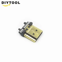 2pcs diy hdmi connector male gold plate 19 pin plug wire solder