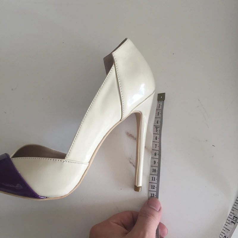 

Beige Patent Leather Purple Mix Color Pointed Toe Women Shoes Pumps Stilettos New 2016 Women Pumps Summer Style Pump High Heels
