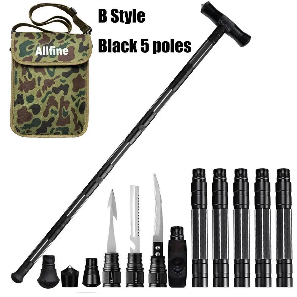 B style Black 110 cm Allfine™Треккинговые палки прогулочные палки Открытый Кемпинг защита палка безопасность многофункциональный домашний стержень туристический инструмент выживания - Цвет: B style Black 110 cm
