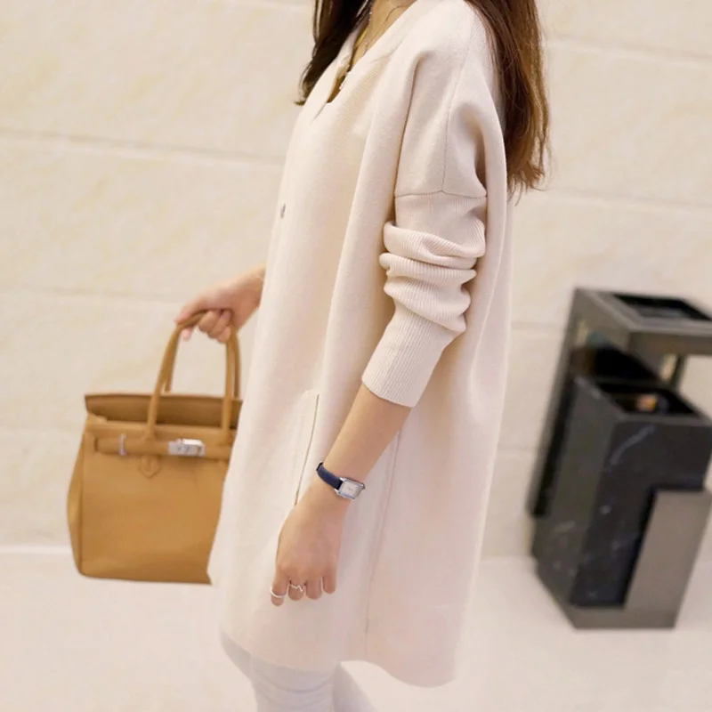 TIGENA New Arrivals Covered Button Long Cardigan Female 2017 Sleeve Knit Cardigans Women Autumn Winnter Sweater Poncho |