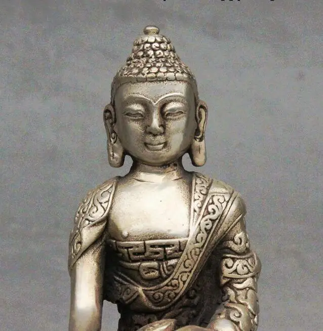 Тибетский буддизм серебряный дракон халат Сакьямуни Будда Шакьямуни Статуя