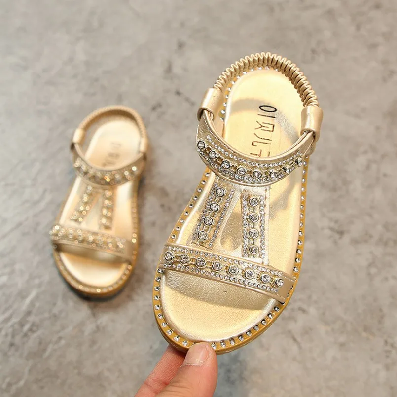 Летняя обувь для маленьких девочек детская принцессы с кристаллами в римском