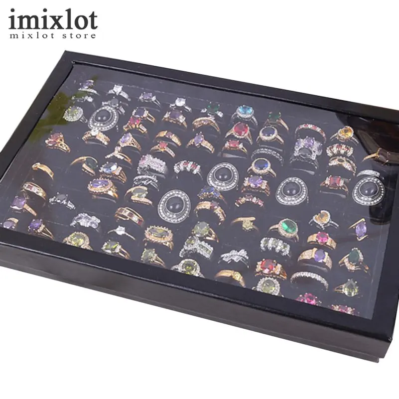 Imixlot 1PC Carrying Case Jewelry Ring Display Box White Black Square Paper Tray Holder Storage 30cmx18cm | Украшения и