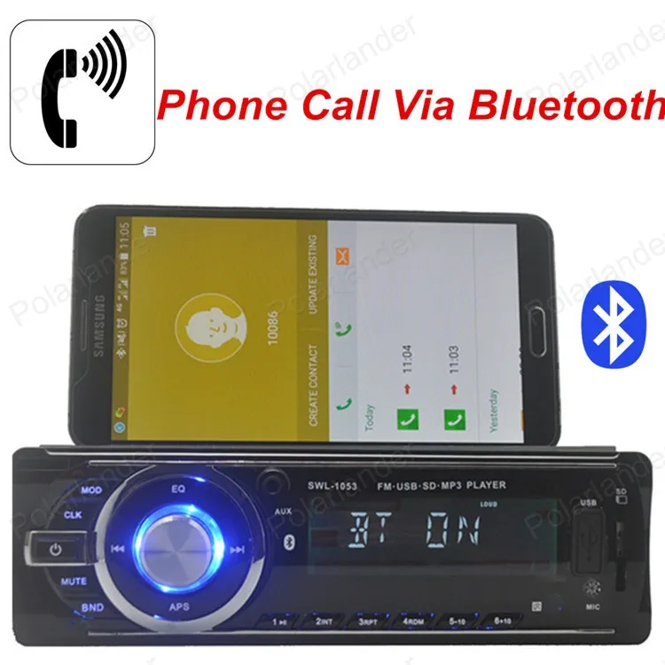Лучшие продажи 1 Din Автомобильный Радио Поддержка USB/SD/EQ/Bluetooth/FM/Aux/часы Функция