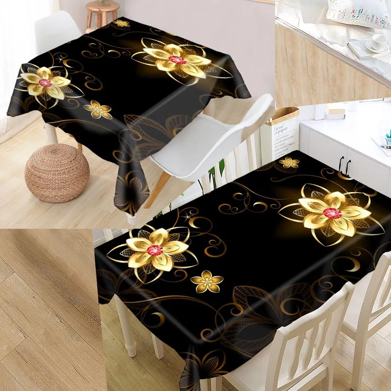 

Best Fantasy Flowers Art Custom Table Cloth Rectangular Oxford Print Waterproof Oilproof Square Table Cover Party Tablecloth
