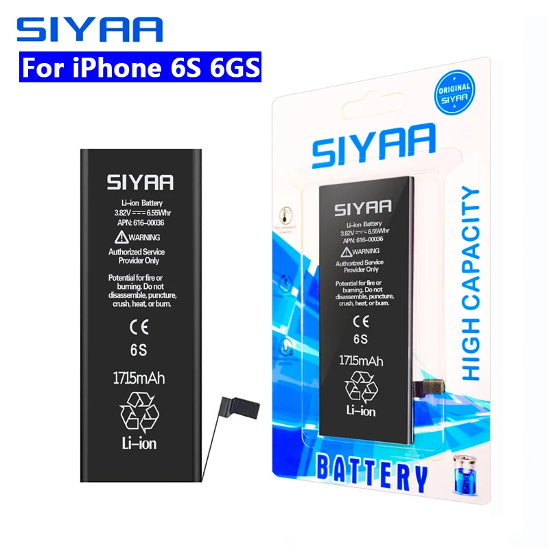 SIYAA Мобильный телефон батарея для iPhone 6S 6GS Замена высокой емкости Li Ion Batteries1715mAh