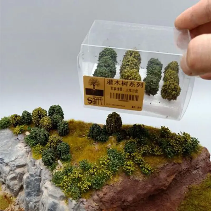 

1box 12pcs Military simulation scene shrub vegetation train railway construction sand table landscape tree model diy material