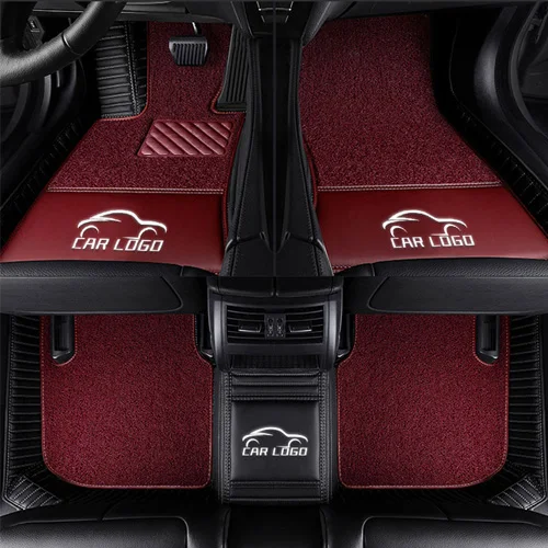 Black red Пользовательские подходят автомобильные коврики для Honda Accord Civic City Vezel Crosstour CRZ CRV URV XRV HRV Противоскользящий ковер из искусственной кожи - Название цвета: Black red