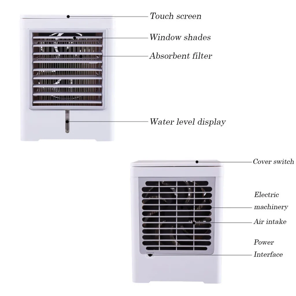 

USB Charging Full Screen Feel Smart Mini Portable Air Conditioning Fan Air Cooling Black Technology Full Screen Touch 2019 NEW