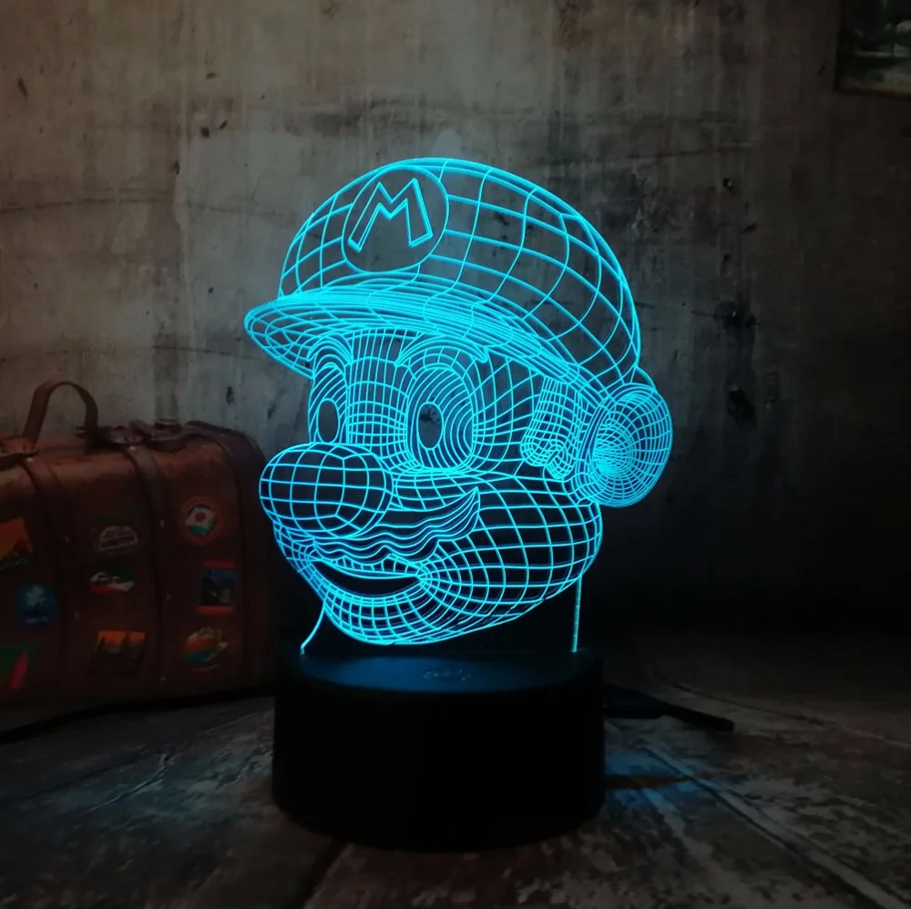 Q 3D LED Mario Ночник светильник 7 цветов Изменение стол USB сенсорный RC пульт Новинка