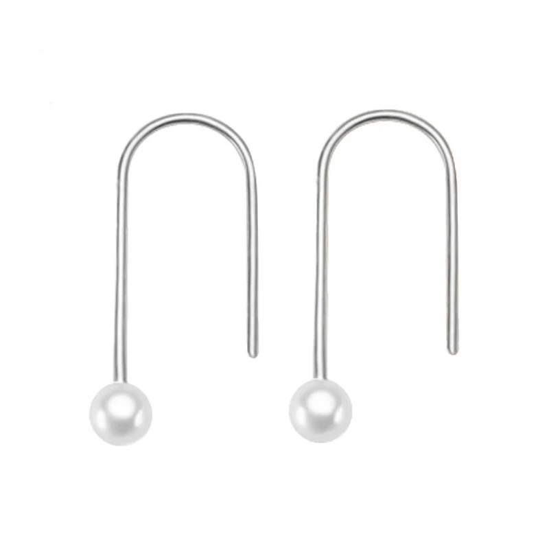 Простые женские серьги из стерлингового серебра 925 пробы с жемчугом|earrings