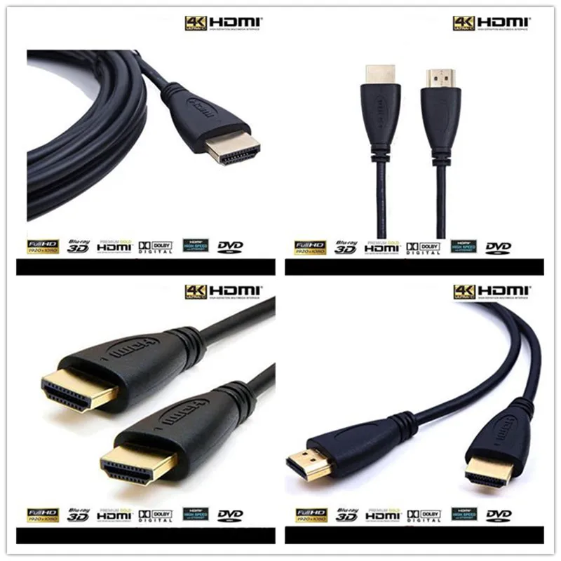 HDMI кабель Male-Male HD 1080P высокоскоростной позолоченный штекер 1,4 в 3 фута 9 футов 0,3 м 1 м 2 м 3 м 5 м 7,5 м 10 м для HD lcd HDTV xbox PS3