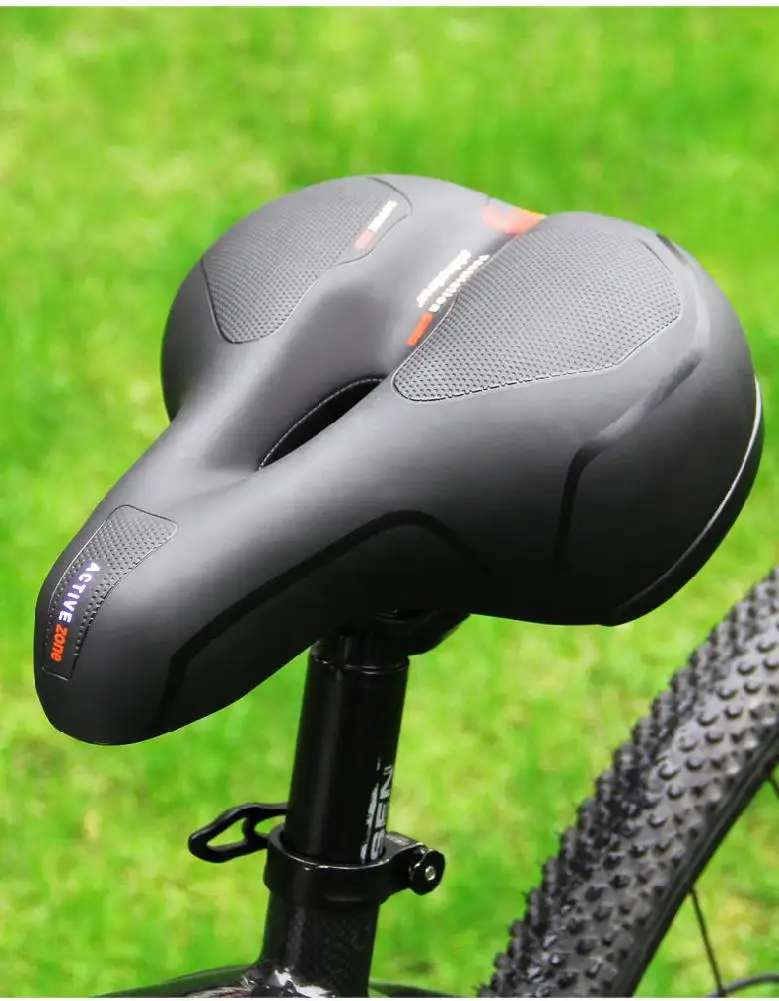 

None Saddle with Tail Light Thicken Widen MTB Bike Saddles Soft Comfortable Bike Hollow Cycling None Saddle