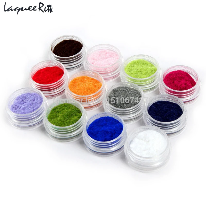 Laquee Rette 12 цветов 3D украшения для ногтей бархатный флокирующий порошок акриловый