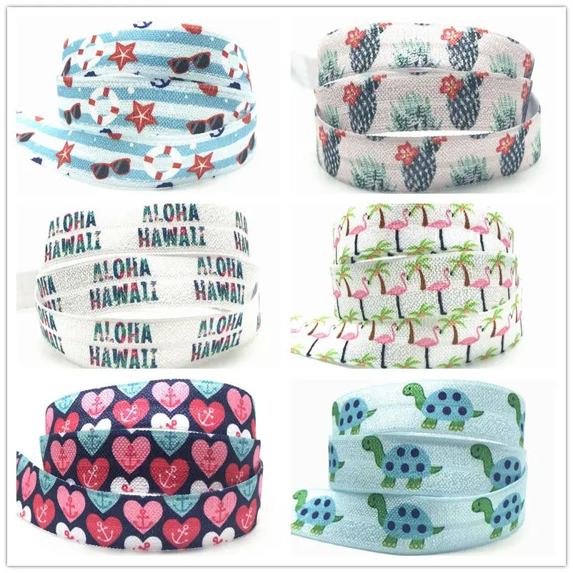 10 ярдов 15 мм Фламинго тропических кактусов хлопок рисунок черепахи ALOHA Гавайи