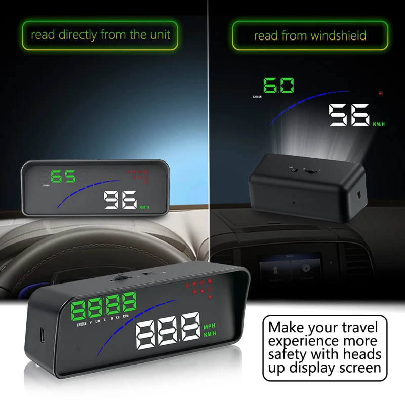 Car Auto 5.5 inch HUD Head Up Display OBD2 KMH/MPH Speeding Warning Fuel Consumption | Автомобили и мотоциклы