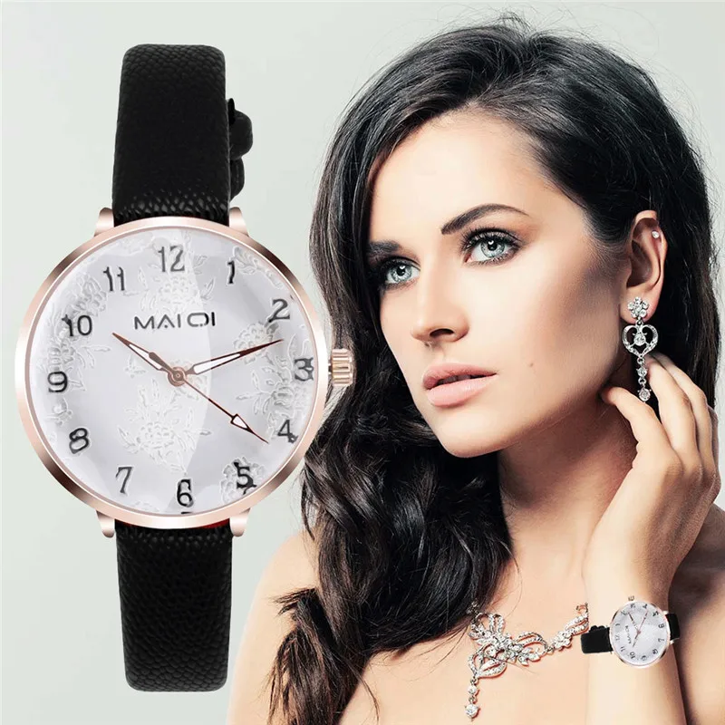 Модные кварцевые женские часы темпераментные простые кожаные наручные браслет