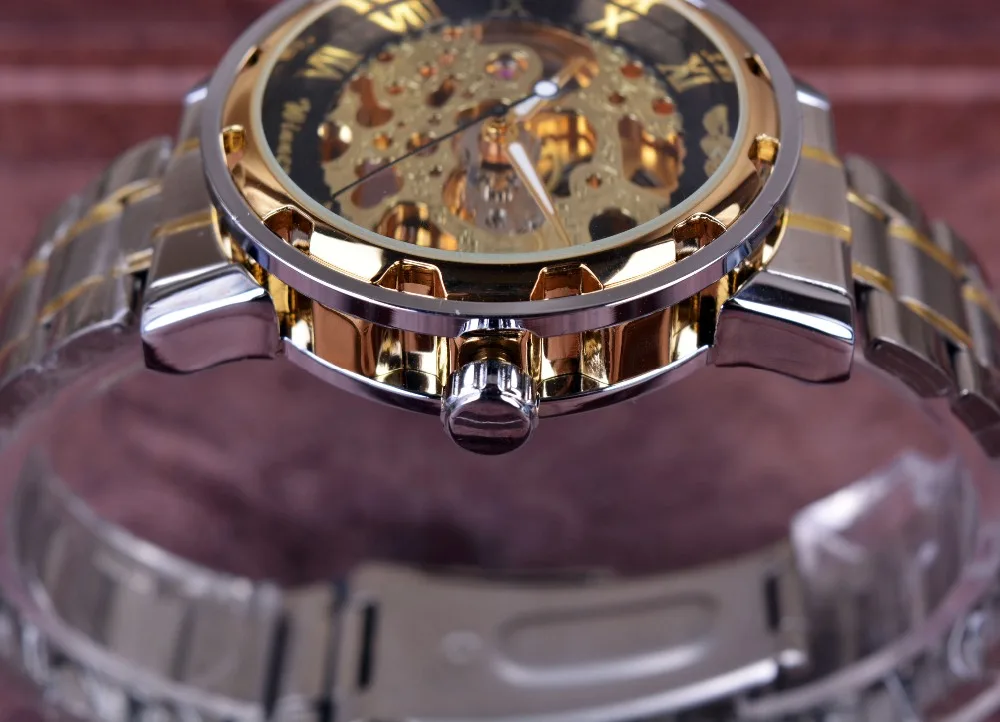 Top Brand Luxury Transparent Gold Watch for Men - Relogio Male Clock, Casual Montre Homme Mechanical Skeleton Watch image 3