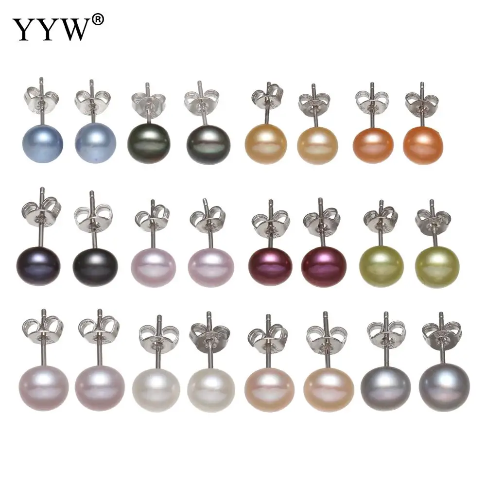 Серьги гвоздики женские с натуральным пресноводным жемчугом 7 5 мм|pearl stud earrings|stud