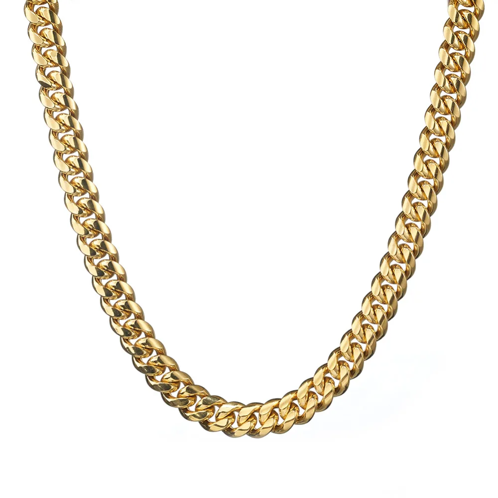 14mm Cool Heavy Dragon Lock Clap Gold Tone Miami Cuban Link Chain Stainless Steel Necklace Or Bracelet For Mens Jewelry 7-40inch | Украшения