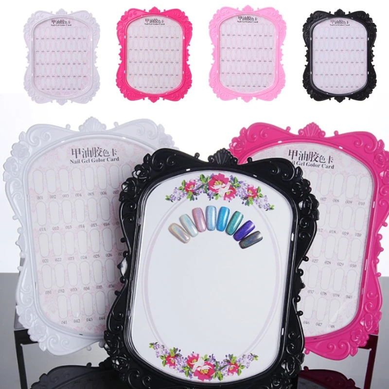 Double-sided 48 Color Cards Nail Art Tips Chart Display Rack Polish Palette Stand Showing DIY 4 colors rack practice card board |