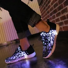7ipupas New Casual Shoes Fiber Optic cloth and elastic sole comfortable USB Chargeable Led Shoes for women and men Sneakers