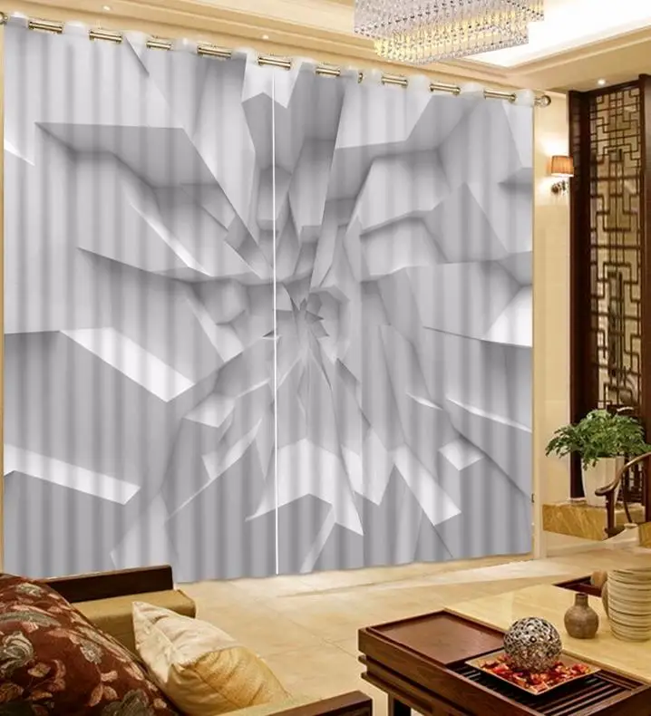 

customize modern blackout curtains White and concave walls 3d curtains for living room 3d stereoscopic curtains