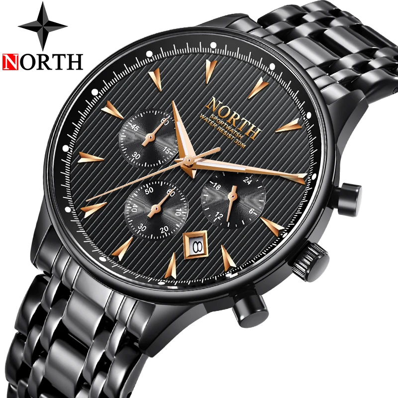 Мужские кварцевые часы NORTH модные повседневные спортивные водонепроницаемые