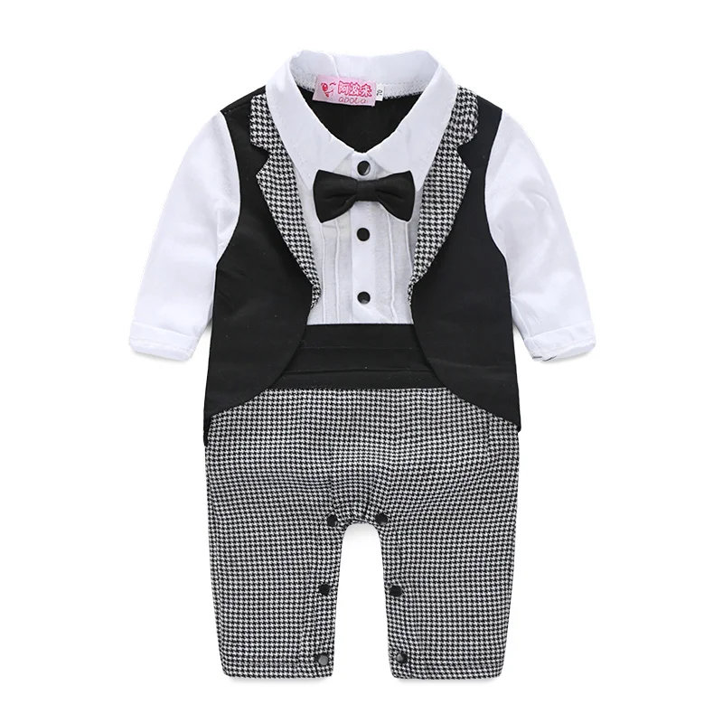 PureMilk newborn jumpsuit genlteman baby clothes with tie wedding |