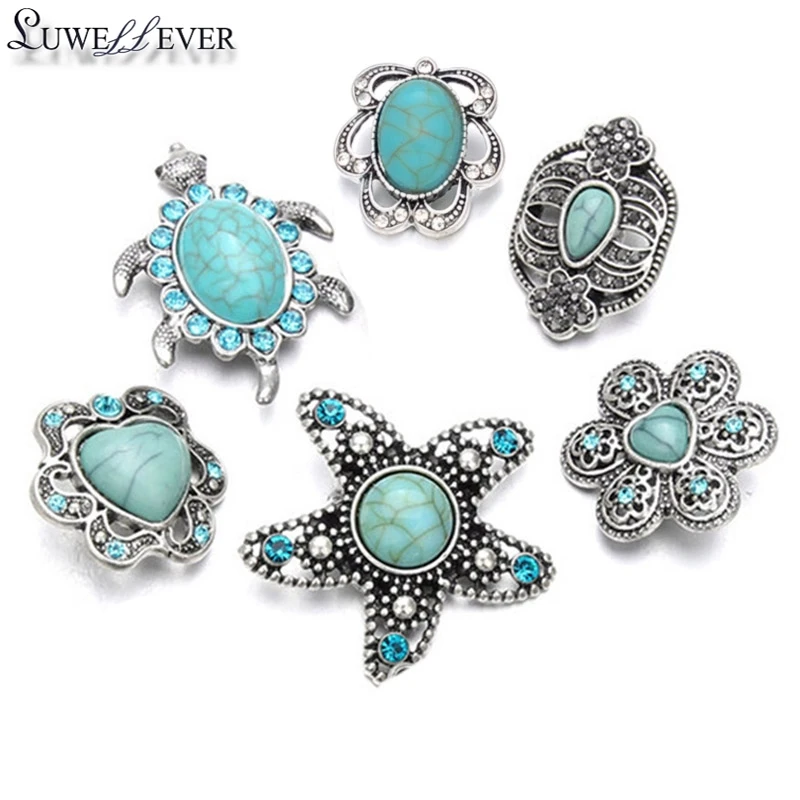 

Turtles Flower w298 Crystal 3D 18mm Metal Snap Button For Bracelet Necklace Interchangeable Jewelry Women Accessorie Findings