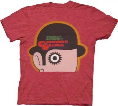 Красная футболка Стэнли Кубрик с заводным оранжевым логотипом Хизер для
