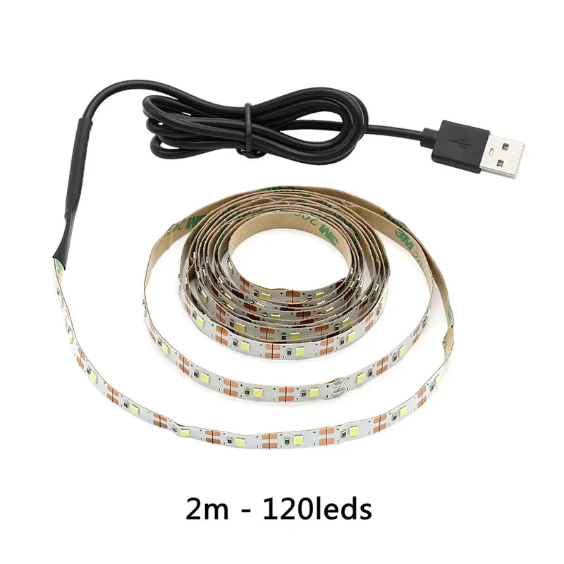 2m 120leds Питание от USB 50 см 1 м 2 м 3M 4M 5 м Светодиодная лента светильник DC 5 В Гибкая лампа SMD 2835 Рождественская декоративная лента для телевизора фоновый светильник ing - Испускаемый цвет: 2m 120leds