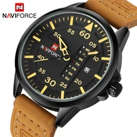 2022 new naviforce original fashion mens watches sports waterproof quartz wrist watch man casual leather band clock reloj hombre